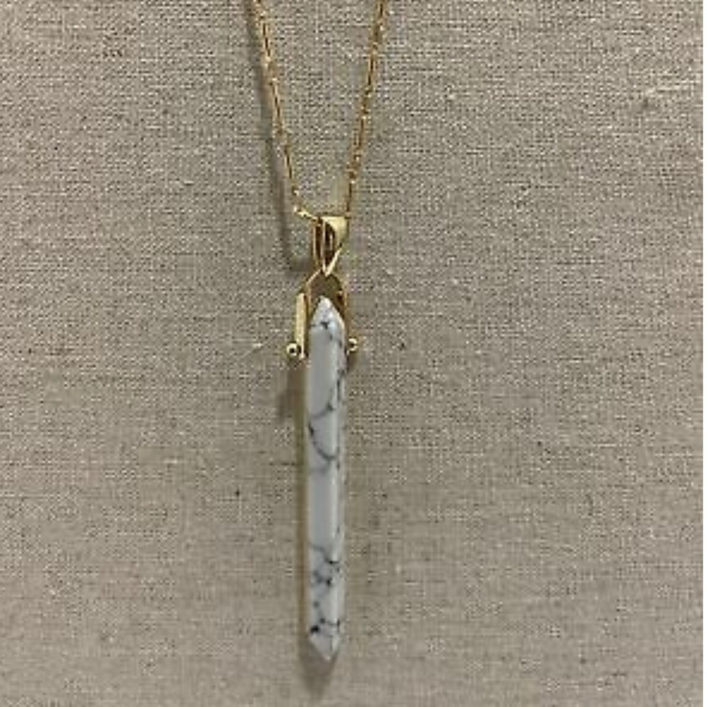 Gold Stone Rebel Pendant Necklace (NWOT)